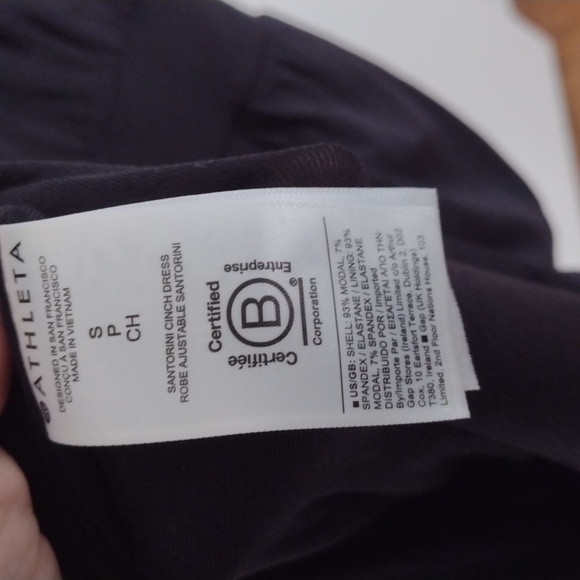 Athleta Santorini Cinch Dress Black Soft Stretchy Jersey Knit Modal Athleisure S - Picture 5 of 13